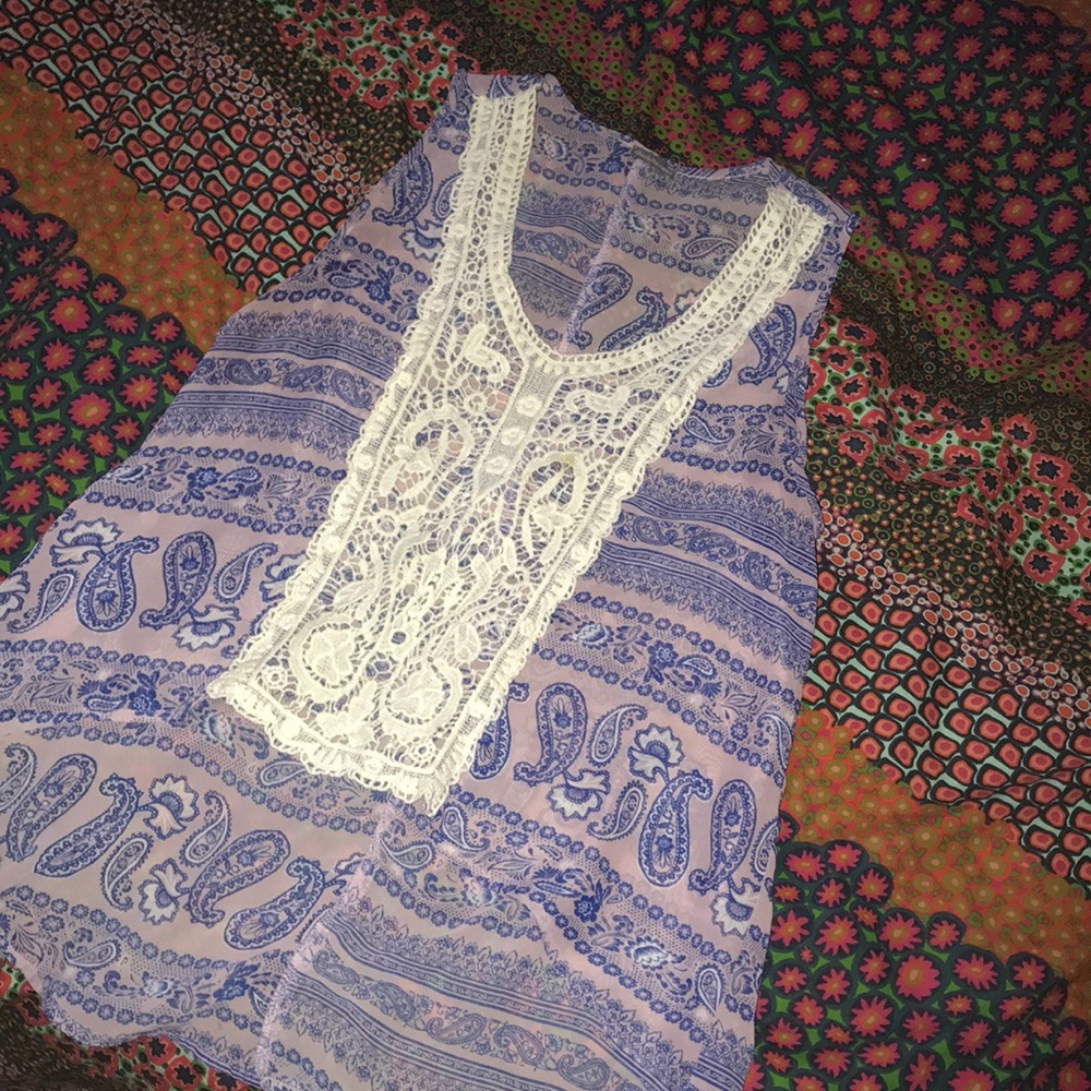 Boho tank top with crochet detail